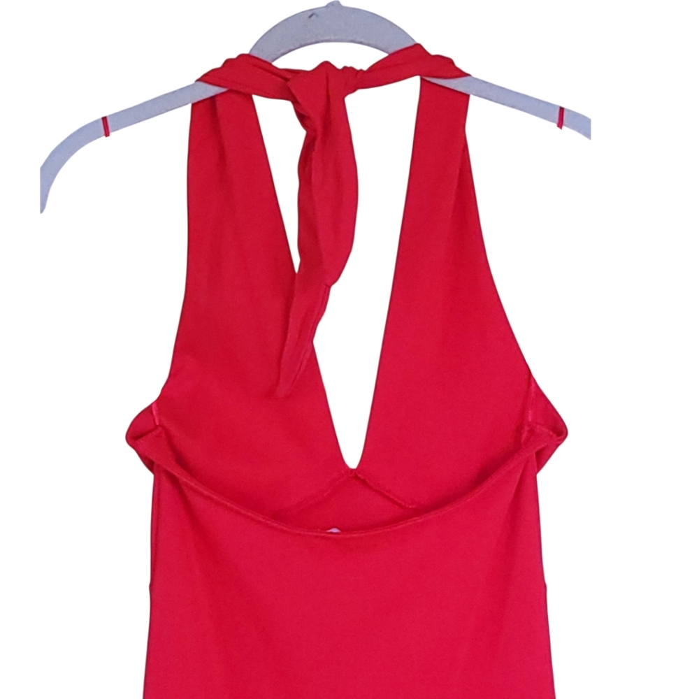 Zara Red Bodycon Halter Mini Dress L Open Back Going Out Club Party Rave - Picture 11 of 15